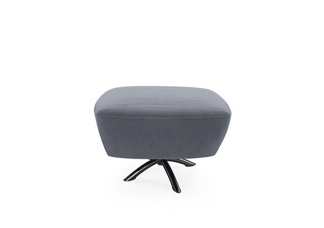 The Lounge Co. - Hermione Fabric Jacob Footstool - Rain Cloud with Chrome Feet
