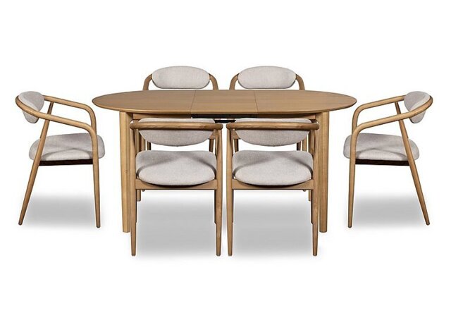 G Plan - Winchester Oval Extending Dining Table with 6 Dining Arm Chairs