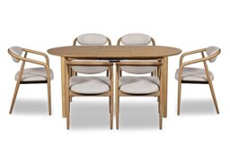 G Plan - Winchester Oval Extending Dining Table with 6 Dining Arm Chairs