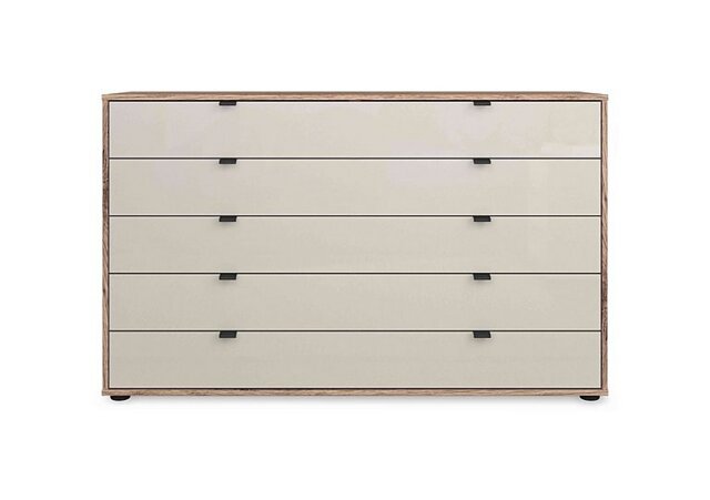 Wiemann - Hong Kong 141cm 5 Drawer Chest with Glass Drawers - Champagne