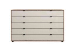 Wiemann - Hong Kong 141cm 5 Drawer Chest with Glass Drawers - Champagne