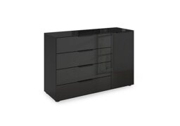 Rauch - Haven 4 Drawer 1 Door Glass Chest with Glass Top and Front