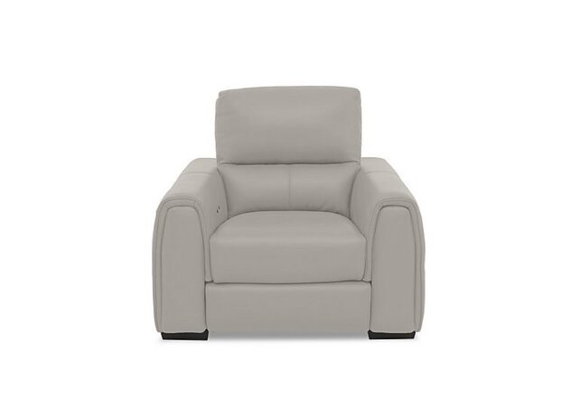 World of Leather - Flex BV Leather Power Recliner Armchair with Storage Arms - Silver Grey