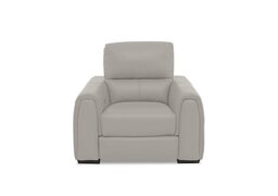 World of Leather - Flex Leather Power Recliner Armchair with Storage Arms - Silver Grey