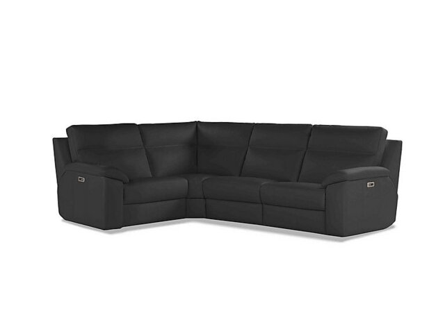 Nicoletti - Pepino Small Leather Left Hand Facing Corner Sofa with Power Recliner - Torello Grigio Scuro