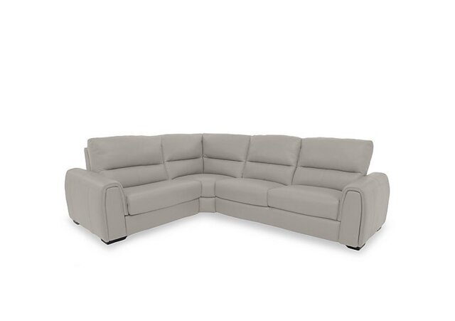 World of Leather - Flex Leather Small Left Hand Facing Corner Sofa Bed with Power Recliner and Storage Arms - Silver Grey