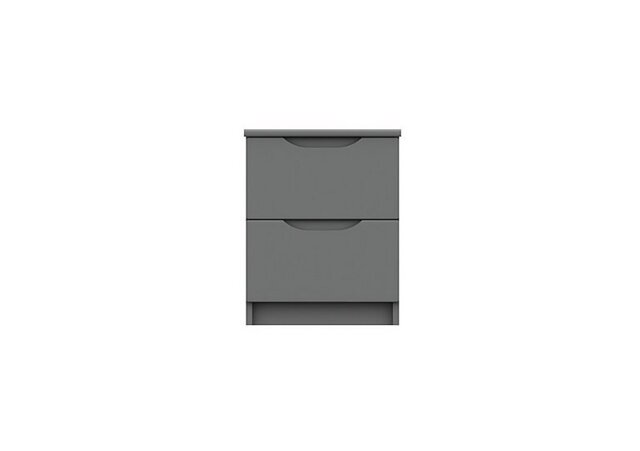 London Bedrooms - St Pancras 2 Drawer Bedside Cabinet - Dust Grey Gloss - Bedroom Furniture - In Time for Christmas