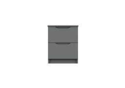 London Bedrooms - St Pancras 2 Drawer Bedside Cabinet - Dust Grey Gloss - Bedroom Furniture - In Time for Christmas