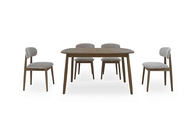 Stockholm Small Extending Dining Table and 4 Wooden Chairs - Dark Oak