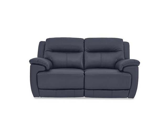 World of Leather - Touch 2 Seater BV Leather Manual Recliner Sofa - BV Ocean Blue