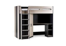 Jakob High Sleeper with Wardrobe and Desk - Anthracite