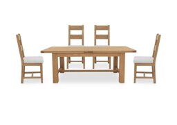 Furnitureland - Augusta Large Rectangular Extending Dining Table and 4 Wooden Ladderback Chairs