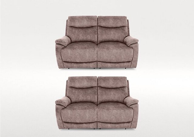 Sloane Set of Two 2 Seater Fabric Power Recliner Sofas - Marble Charcoal Grey