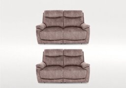 Sloane Set of Two 2 Seater Fabric Power Recliner Sofas - Marble Charcoal Grey
