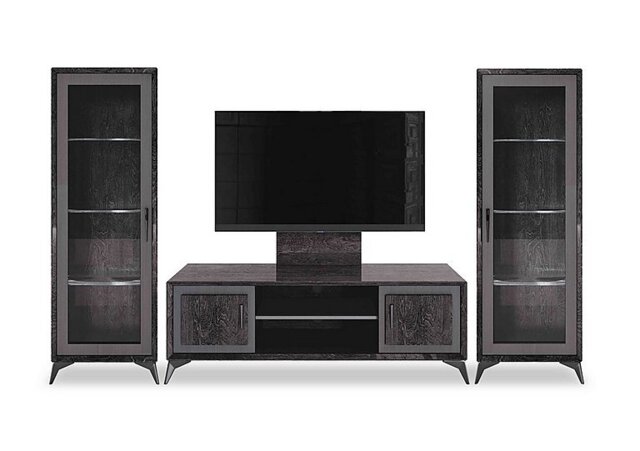 Vita Media Set with TV Unit, TV Wall Panel and Two 1 Door Curio Cabinets