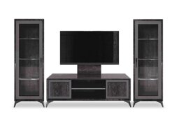 Vita Media Set with TV Unit, TV Wall Panel and Two 1 Door Curio Cabinets