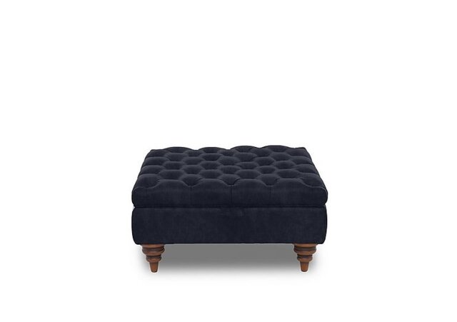 Columbus Fabric Large Storage Footstool with Wooden Feet - Manhattan Indigo
