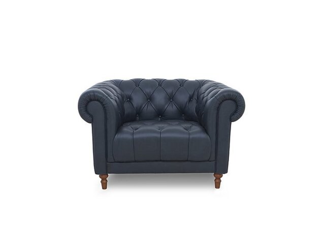 Columbus Leather Armchair with Wooden Feet