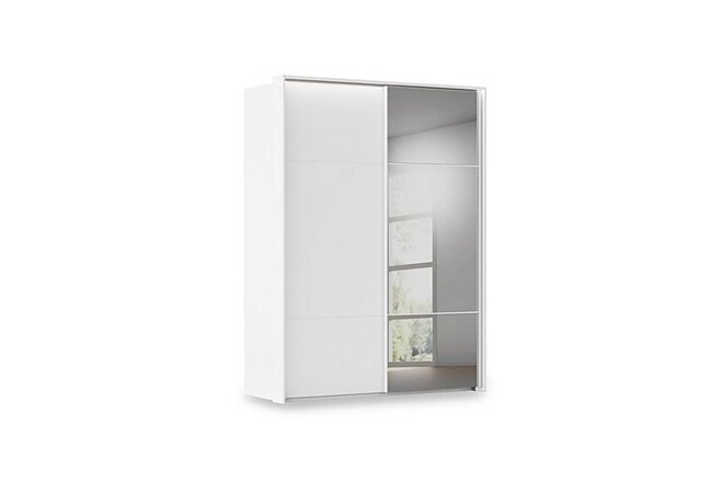 Rauch - Haven 170cm 2 Door Slider Wardrobe with 1 Décor Door, 1 Mirror Door and Lights - Alpine White