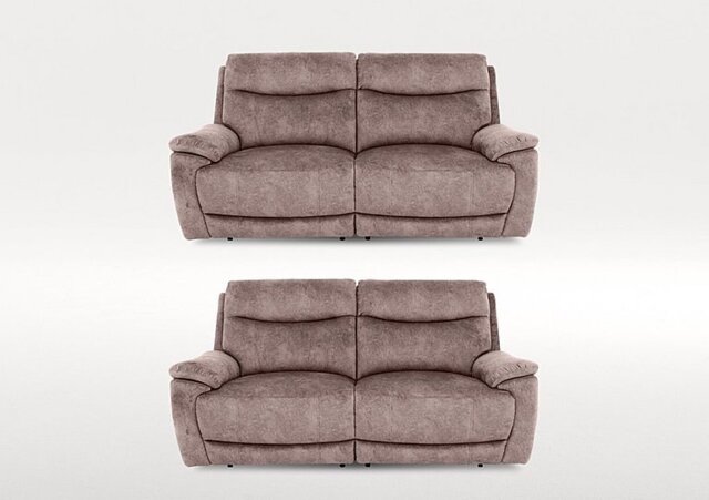 Sloane Set of Two 3 Seater Fabric Power Recliner Sofas - Marble Charcoal Grey