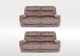 Sloane Set of Two 3 Seater Fabric Power Recliner Sofas - Marble Charcoal Grey