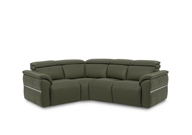 Dolomite Small Leather Left Hand Facing Corner Sofa with Power Recliner - Oslo Pine