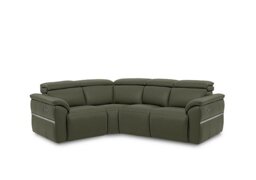 Dolomite Small Leather Left Hand Facing Corner Sofa with Power Recliner - Oslo Pine