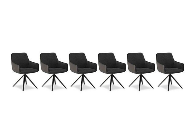 Jose Set of 6 Swivel Dining Arm Chairs - Anthracite