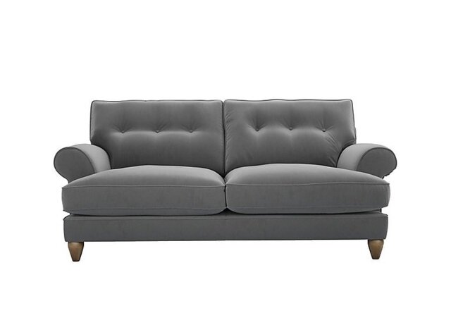The Lounge Co. - Bronwyn 3 Seater Fabric Classic Back Foam Fill Sofa With Walnut Feet - Koala Cub