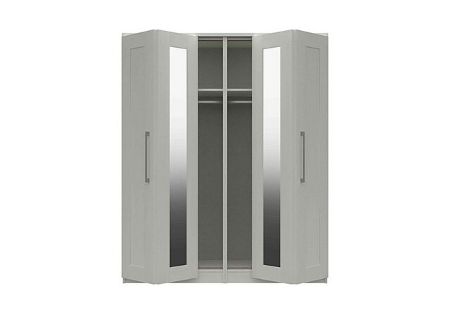 London Bedrooms - Fenchurch 4 Door Bifold Wardrobe with Mirrors - White