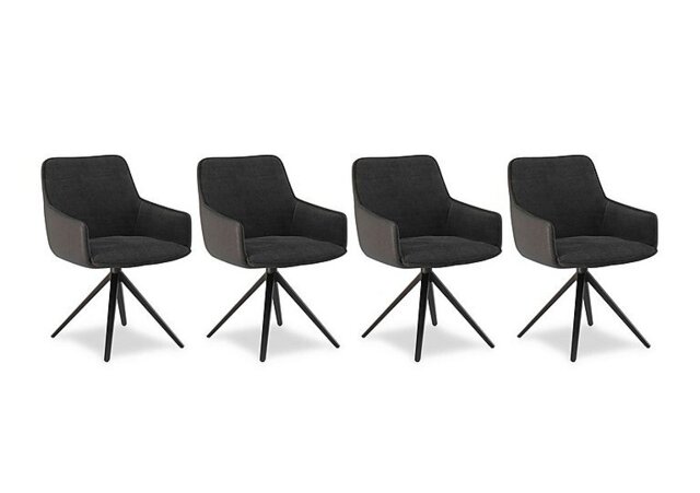 Jose Set of 4 Swivel Dining Arm Chairs - Anthracite