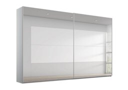 Rauch - Rio 316cm 2 Door Sliding Wardrobe with Basic Interior Fittings Package - Silk Grey Carc/Grey Mirror