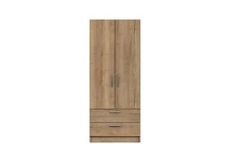 London Bedrooms - Waterloo 2 Door 2 Drawer Wardrobe - Natural Rustic Oak
