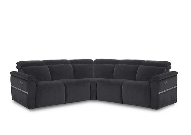 Dolomite Large Fabric Corner Sofa with Power Recliner - Iron Grey