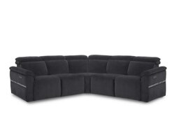 Dolomite Large Fabric Corner Sofa with Power Recliner - Iron Grey