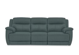 World of Leather - Touch 3 Seater BV Leather Sofa with Manual Recliner - BV Lake Green