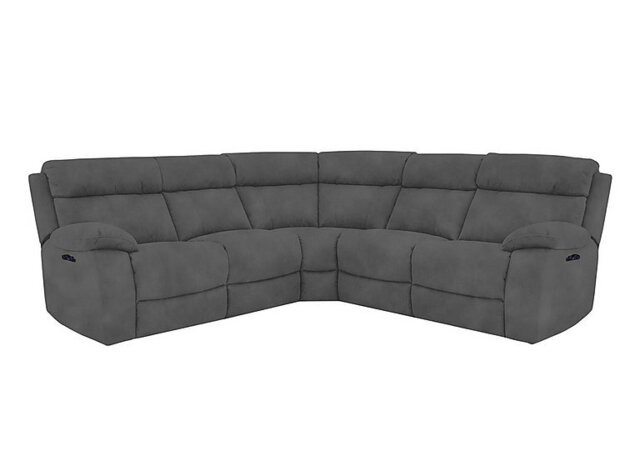 Moreno Fabric Power Recliner Corner Sofa with Power Headrests - Graphite
