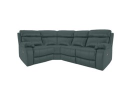 World of Leather - Moreno Small BV Leather Manual Recliner Left Hand Facing Corner Sofa - BV Lake Green