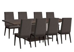 Venezia 200 cm Extending Dining Table and 8 Fluted Faux Leather Chairs Set - Walnut