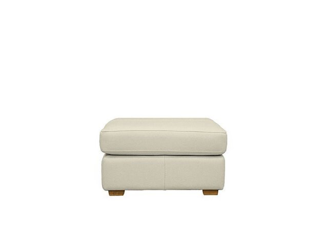 G Plan - Seattle Leather Storage Footstool with Wooden Feet - Cambridge Chalk