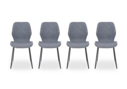 Matteo Set of 4 Faux Leather Ski Leg Dining Chairs - Light Grey
