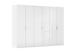 Rauch - Formes 6 Door Bifold Wardrobe with Glass Doors - White/White Front