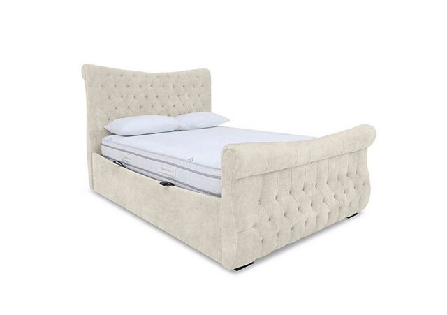 Sleep Story - Lance Left Hand Side Opening Ottoman Bed Frame - Double - Lace Ivory