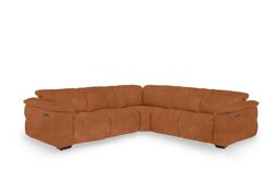 Inca Fabric Large Power Recliner Corner Sofa with Power Headrests - Dexter Pumpkin
