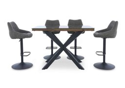 Kiara Table and 4 Swivel Bar Stools