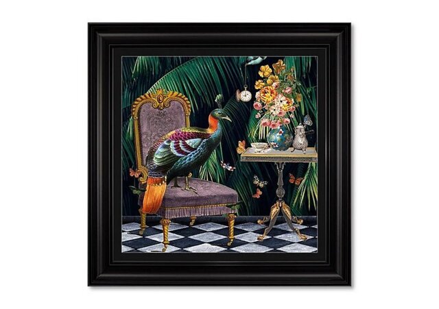 Peacock Tea Time Framed Picture