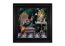 Peacock Tea Time Framed Picture