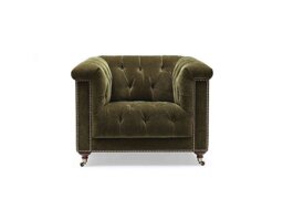 At The Helm - Wallace Fabric Chesterfield Chair - Pine
