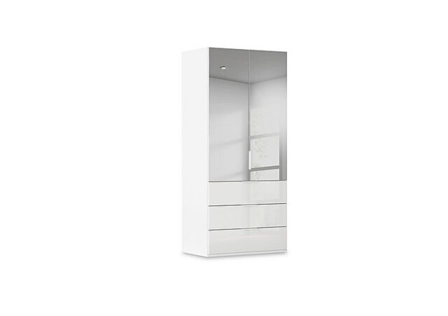 Rauch - Haven 101cm 2 Door Combi Wardrobe with Mirror Doors and Glass Drawers - Alpine White