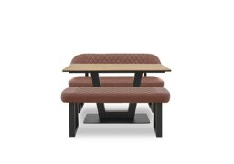 Venus Dining Table, High Back Bench and Low Bench - Tan